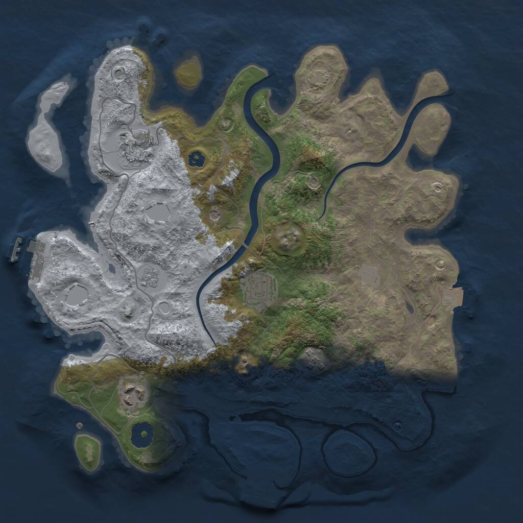 Rust Map: Procedural Map, Size: 3200, Seed: 28723, 10 Monuments