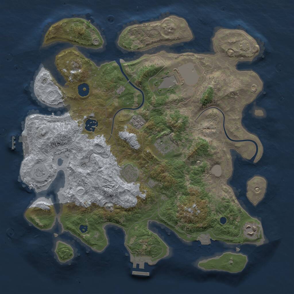 Rust Map: Procedural Map, Size: 3500, Seed: 799295242, 12 Monuments