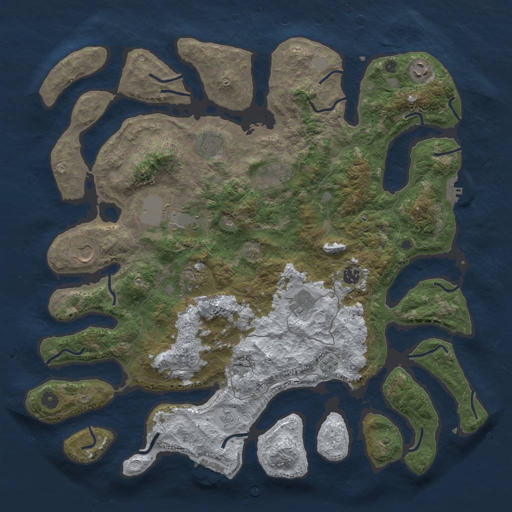 Rust Map: Procedural Map, Size: 4500, Seed: 77629801, 18 Monuments