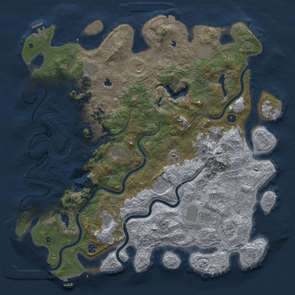 Rust Map: Procedural Map, Size: 5000, Seed: 13, 17 Monuments