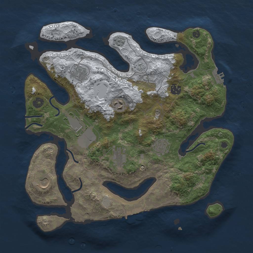 Rust Map: Procedural Map, Size: 3500, Seed: 11, 17 Monuments