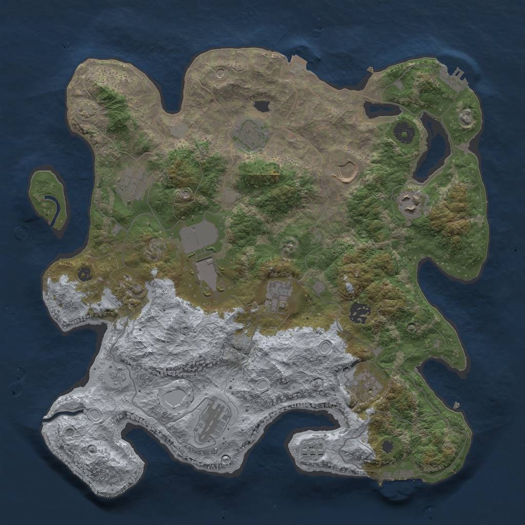 Rust Map: Procedural Map, Size: 3700, Seed: 2147483647, 19 Monuments