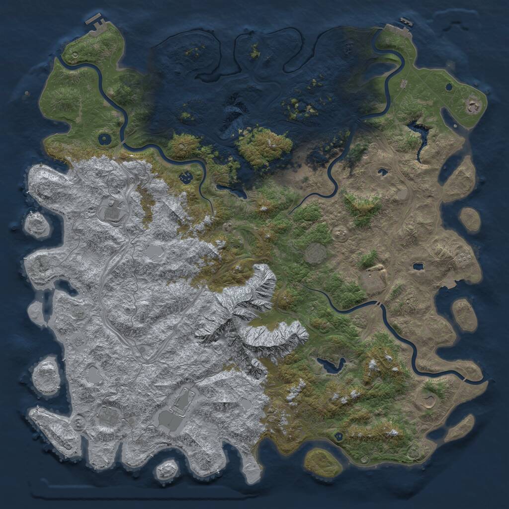 Rust Map: Procedural Map, Size: 6000, Seed: 581415079, 17 Monuments