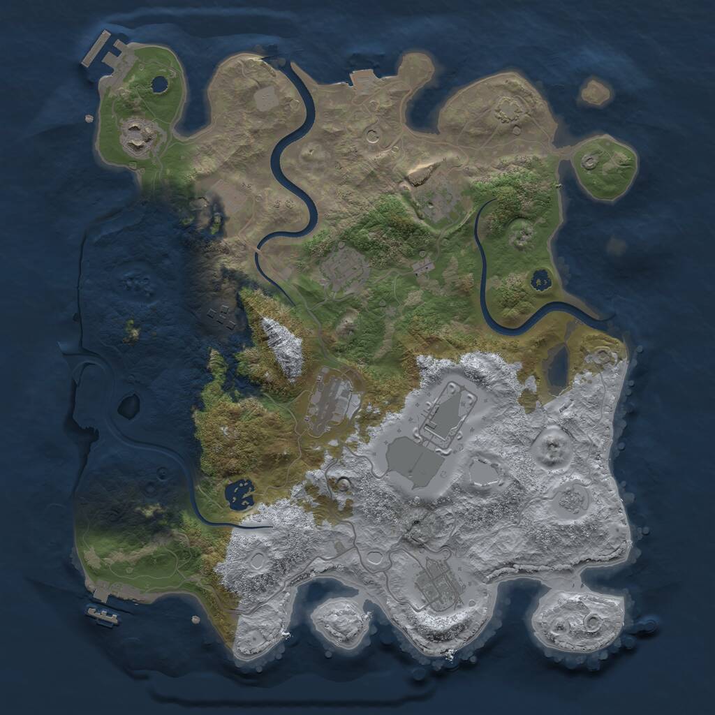 Rust Map: Procedural Map, Size: 3500, Seed: 658731012, 15 Monuments