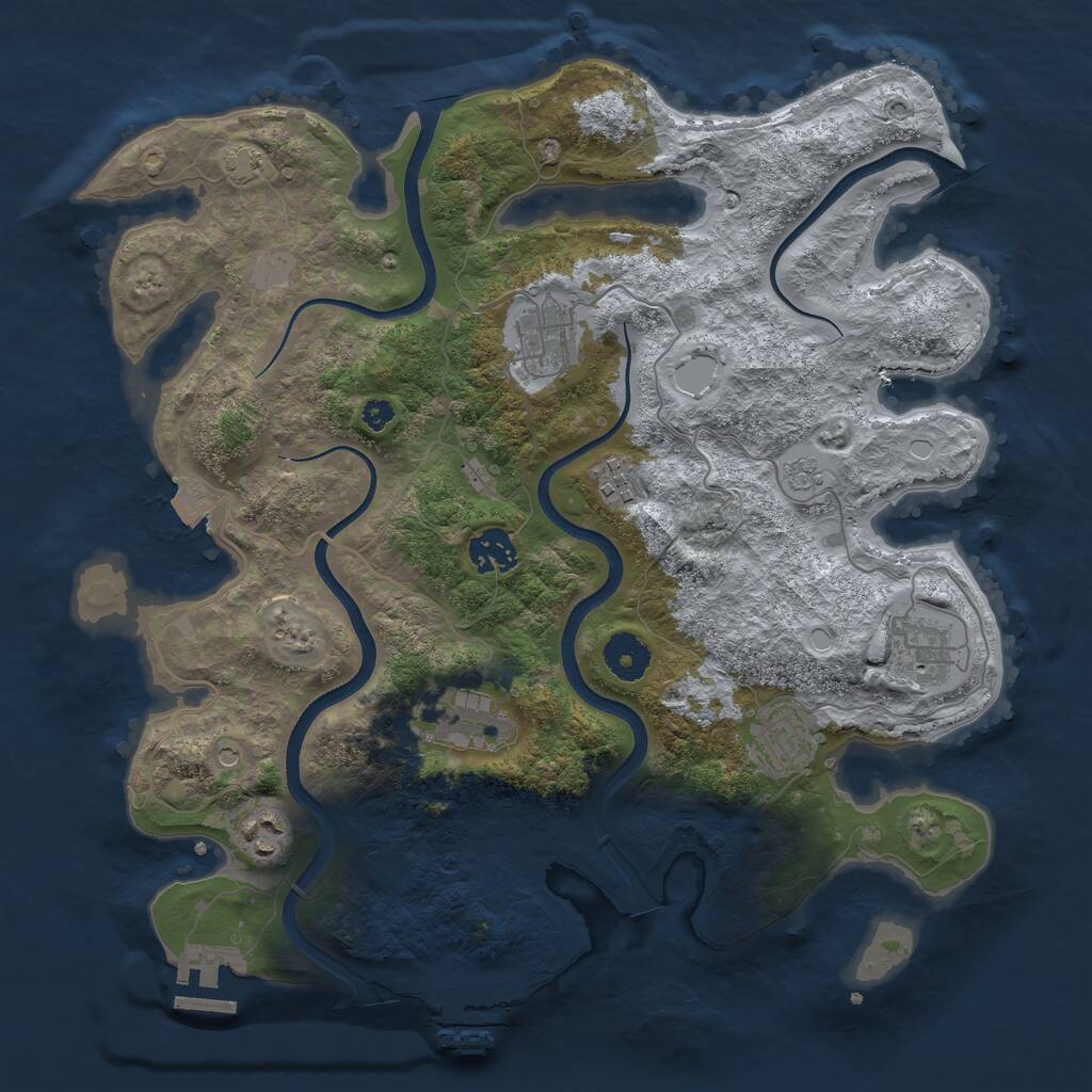 Rust Map: Procedural Map, Size: 3550, Seed: 995290, 13 Monuments