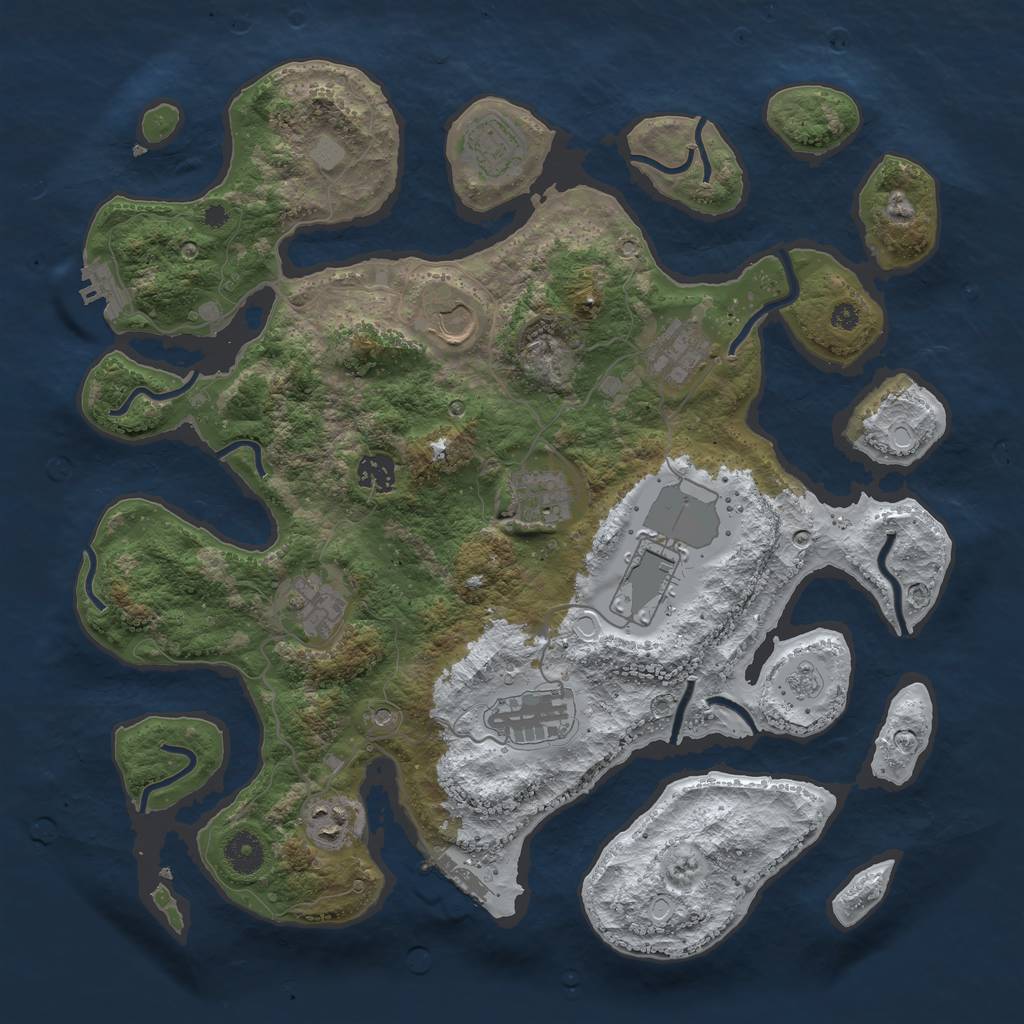 Rust Map: Procedural Map, Size: 3850, Seed: 1538822970, 18 Monuments