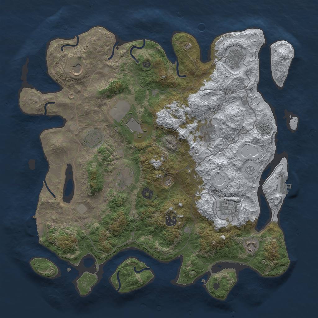 Rust Map: Procedural Map, Size: 4000, Seed: 2500, 19 Monuments