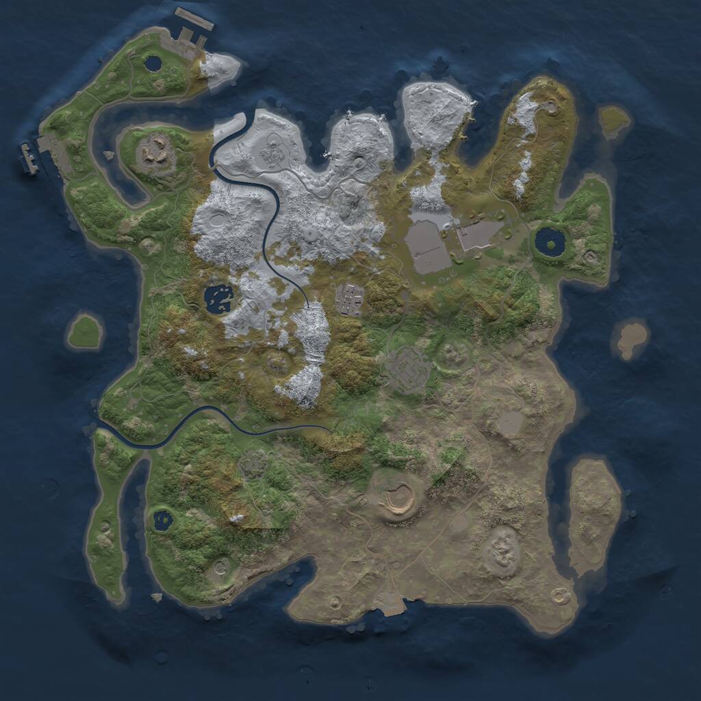 Rust Map: Procedural Map, Size: 3500, Seed: 1150433642, 12 Monuments