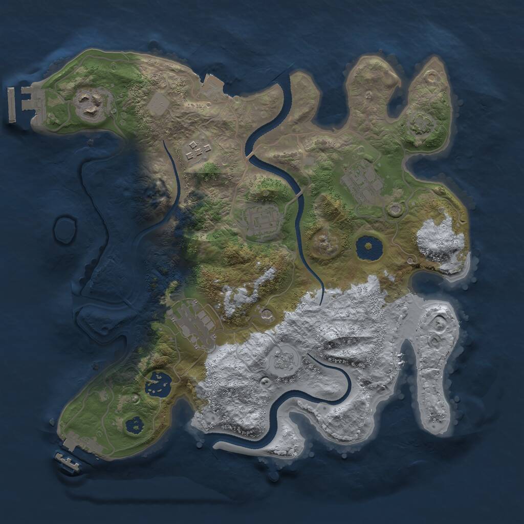 Rust Map: Procedural Map, Size: 3000, Seed: 929311, 12 Monuments