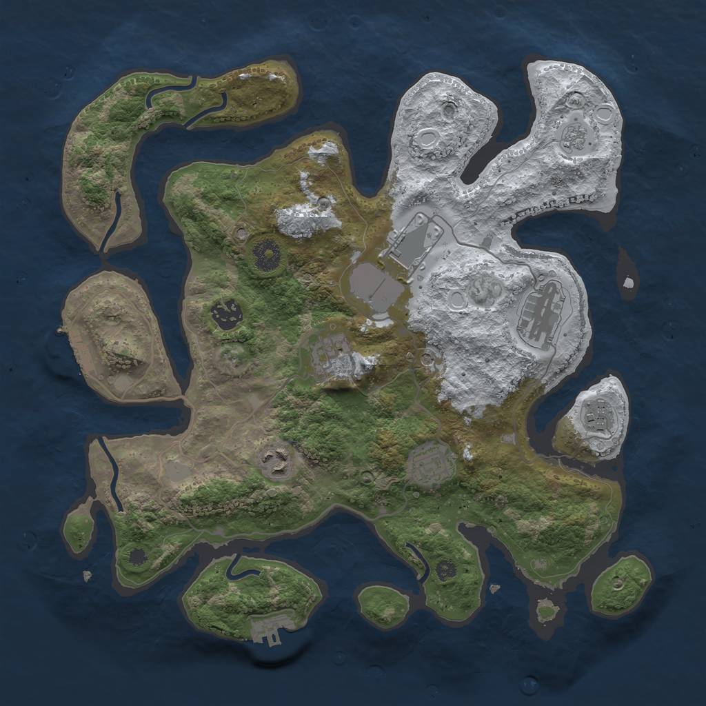 Rust Map: Procedural Map, Size: 3500, Seed: 34112729, 16 Monuments