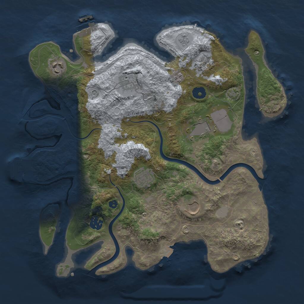 Rust Map: Procedural Map, Size: 3500, Seed: 40704673, 14 Monuments