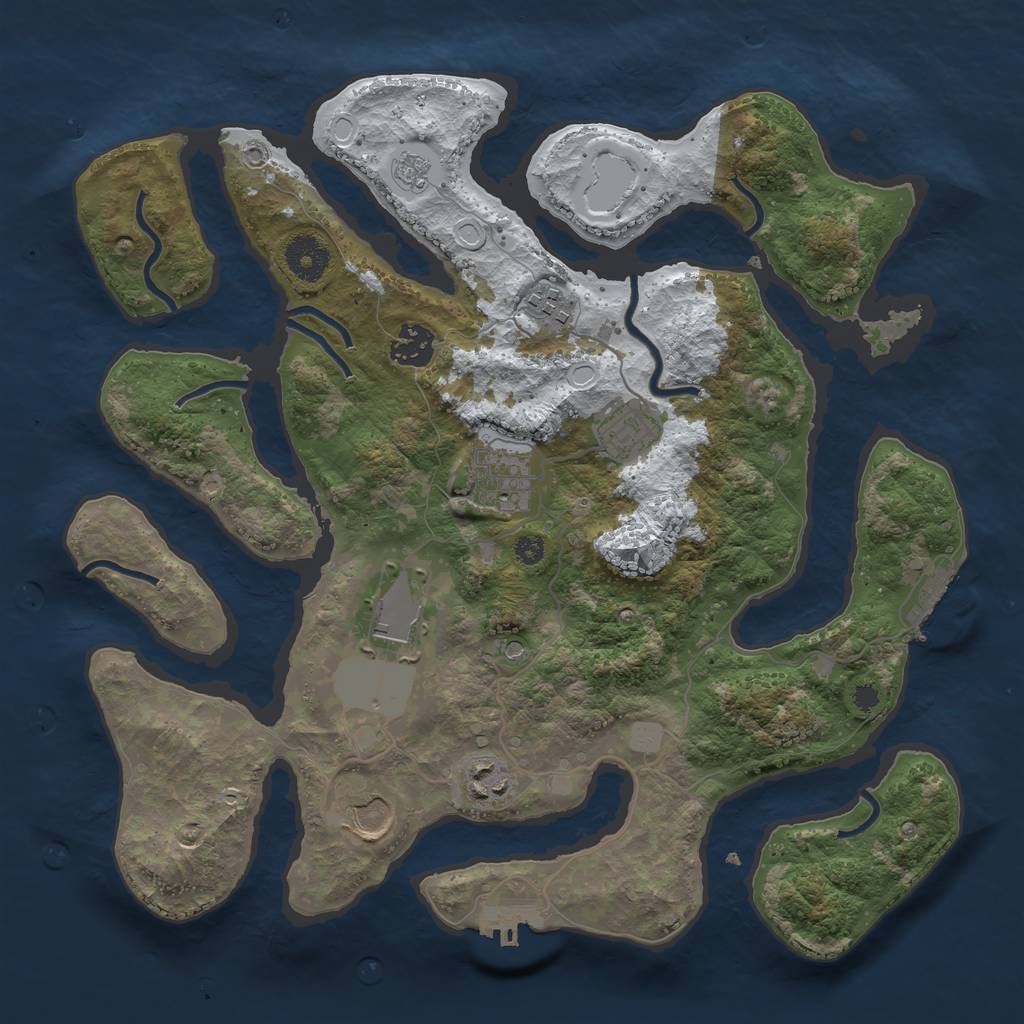 Rust Map: Procedural Map, Size: 3500, Seed: 597394, 16 Monuments