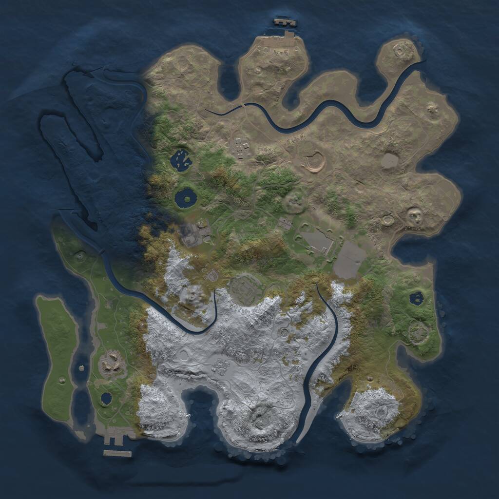 Rust Map: Procedural Map, Size: 3600, Seed: 43, 13 Monuments