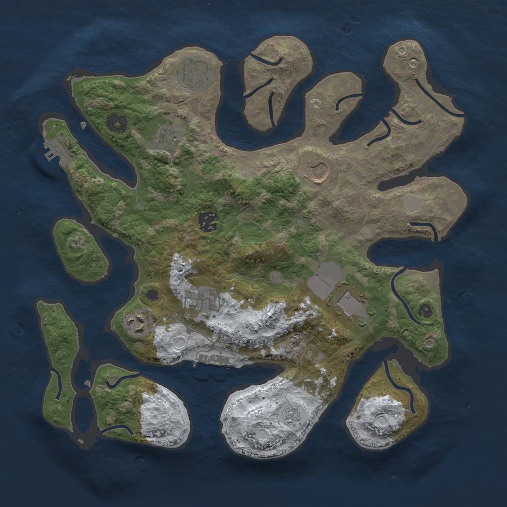 Rust Map: Procedural Map, Size: 3600, Seed: 43, 15 Monuments