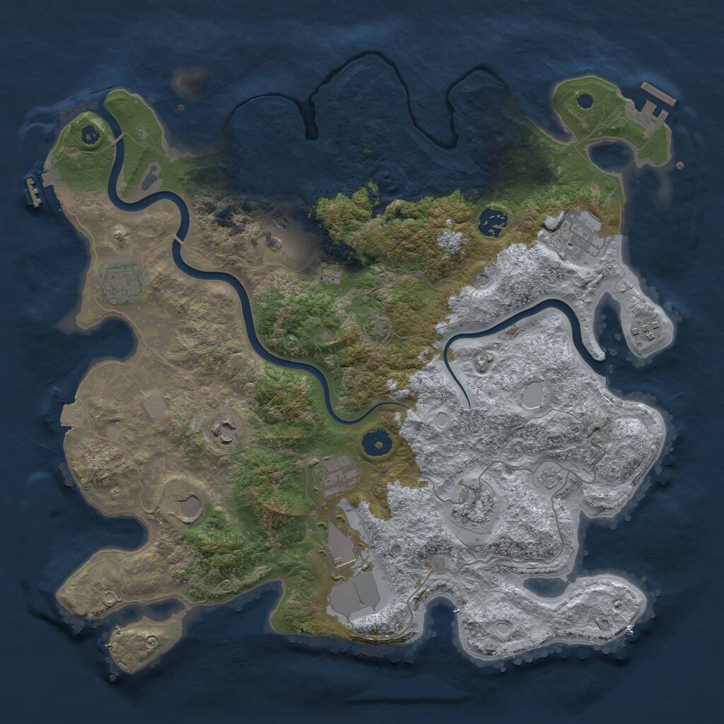 Rust Map: Procedural Map, Size: 3850, Seed: 1584768260, 16 Monuments