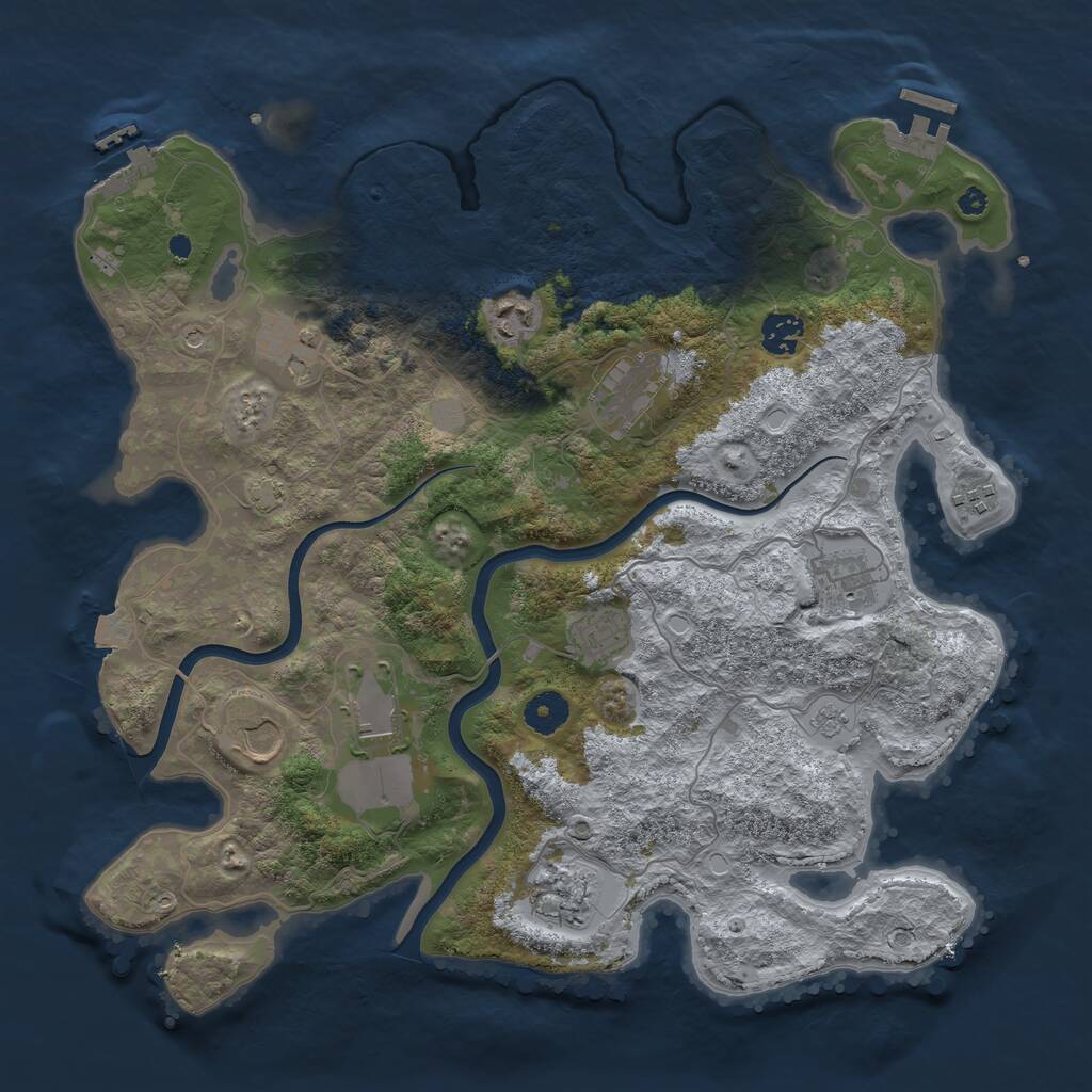 Rust Map: Procedural Map, Size: 3850, Seed: 1584768260, 16 Monuments