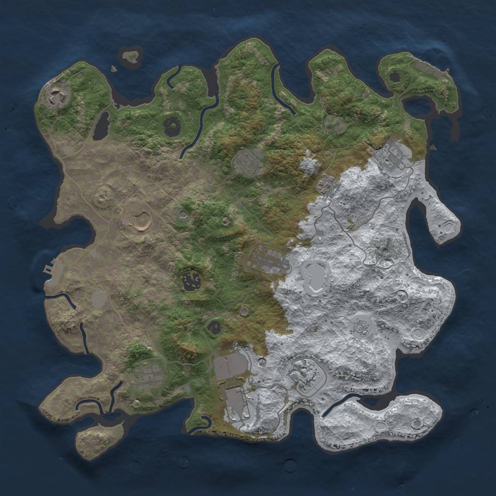 Rust Map: Procedural Map, Size: 3850, Seed: 1584768260, 19 Monuments