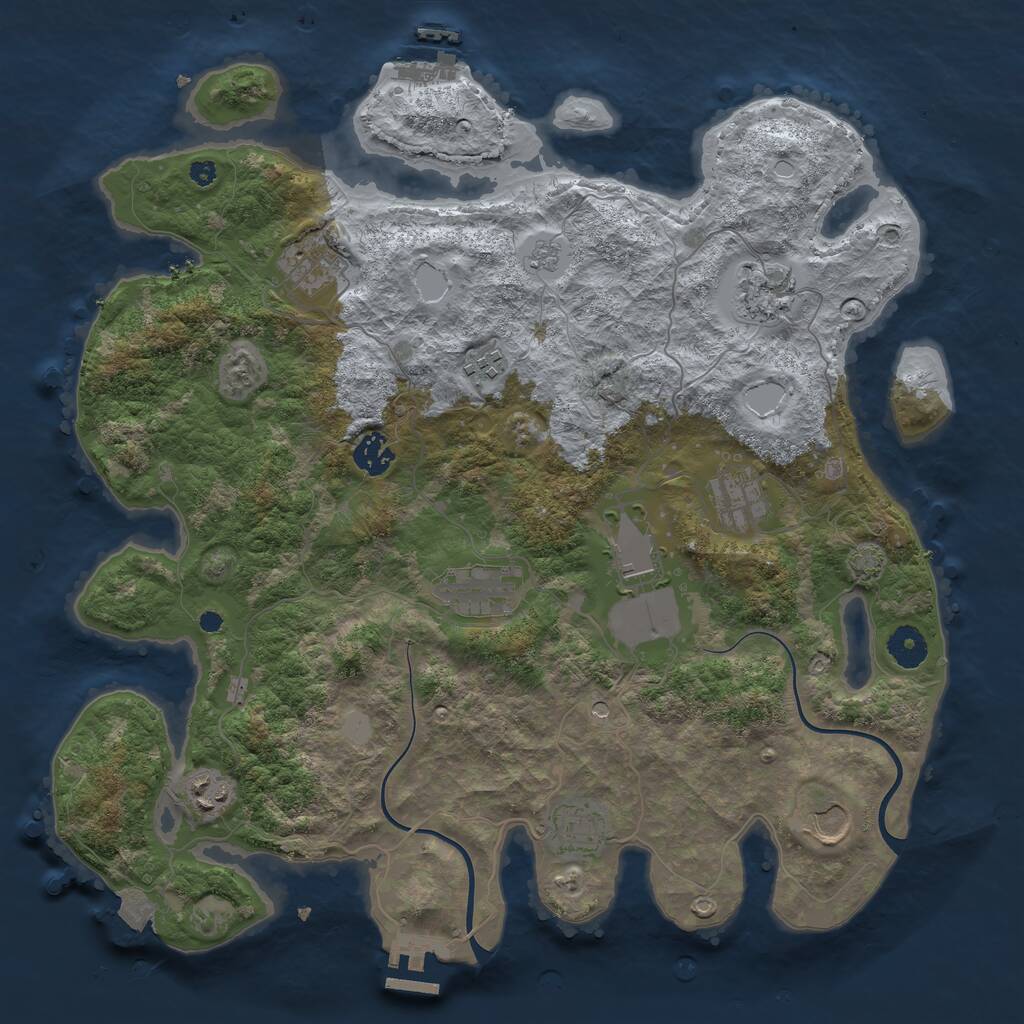 Rust Map: Procedural Map, Size: 3850, Seed: 1380936373, 16 Monuments