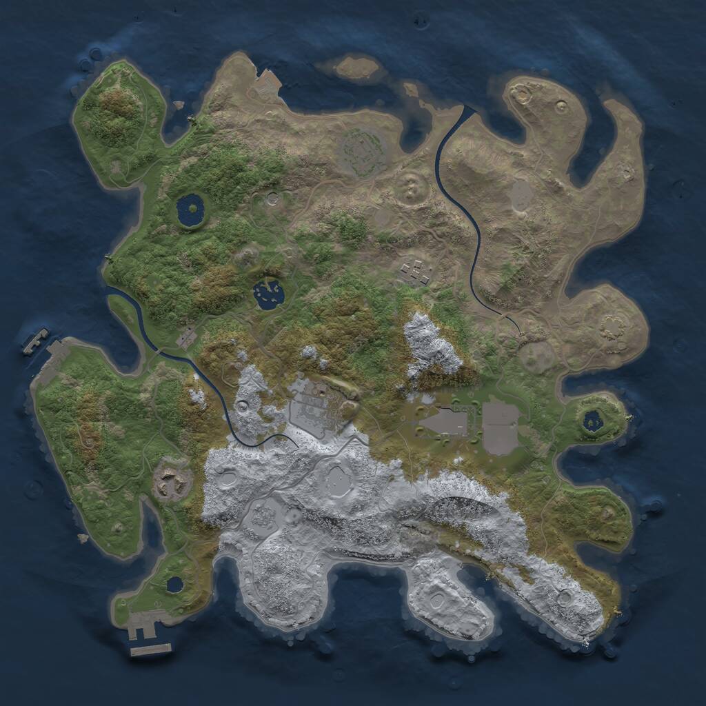 Rust Map: Procedural Map, Size: 3500, Seed: 1144862155, 12 Monuments