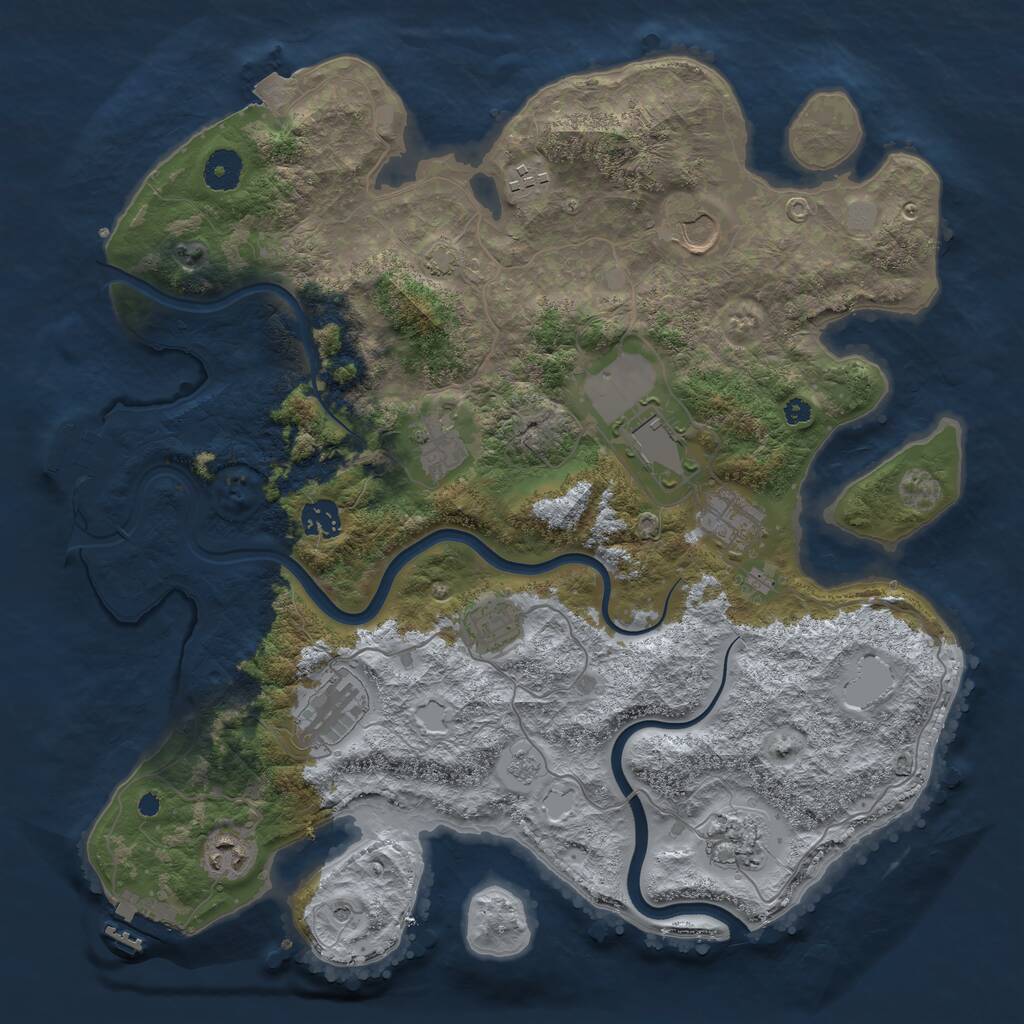 Rust Map: Procedural Map, Size: 3850, Seed: 1815186663, 16 Monuments