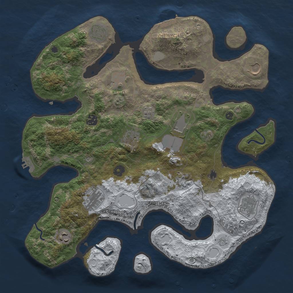 Rust Map: Procedural Map, Size: 3850, Seed: 1815186663, 20 Monuments