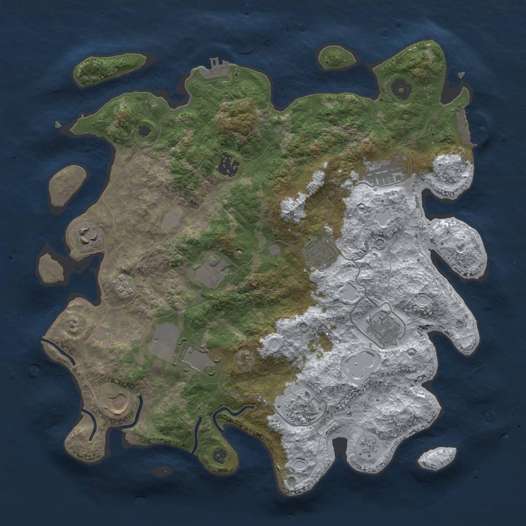 Rust Map: Procedural Map, Size: 3800, Seed: 631934343, 19 Monuments