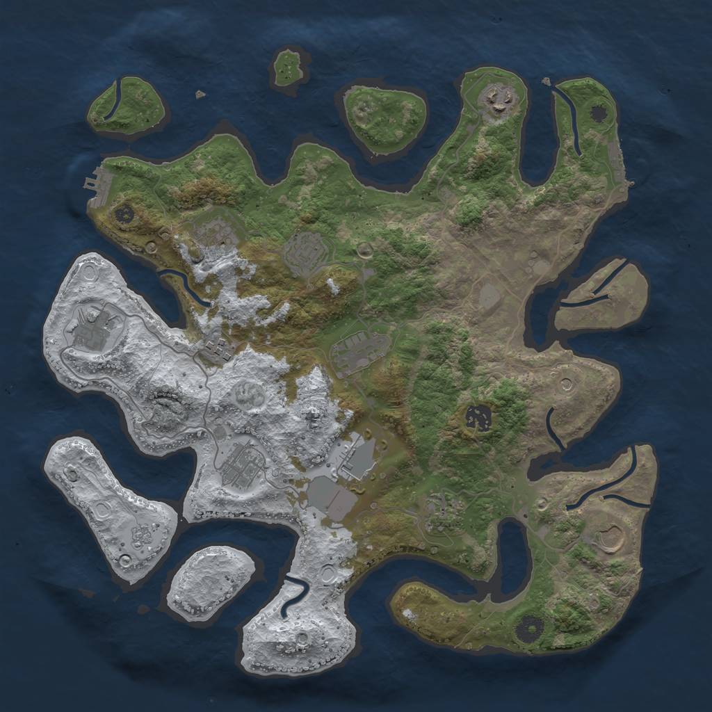 Rust Map: Procedural Map, Size: 3850, Seed: 1901973119, 20 Monuments