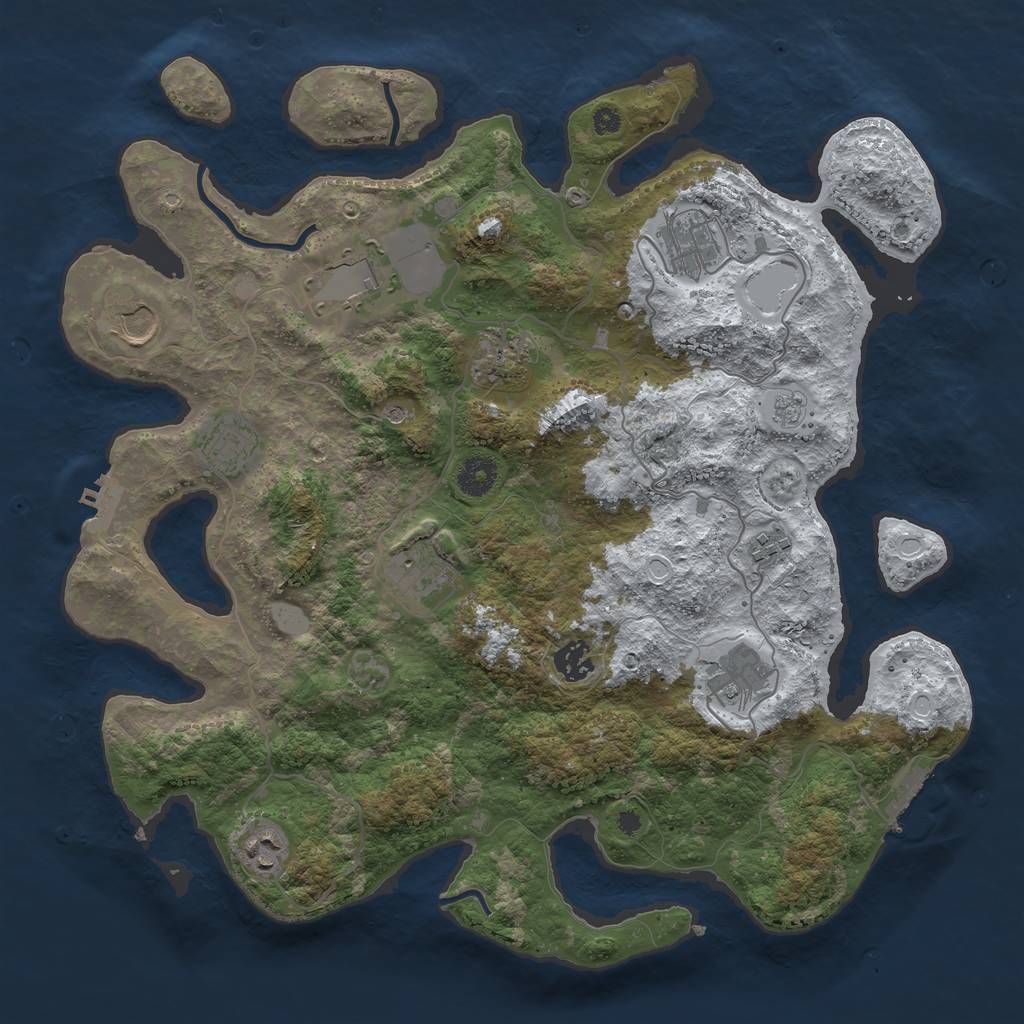 Rust Map: Procedural Map, Size: 3850, Seed: 865503382, 19 Monuments