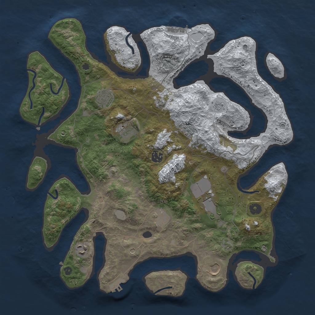 Rust Map: Procedural Map, Size: 4000, Seed: 1914394291, 17 Monuments
