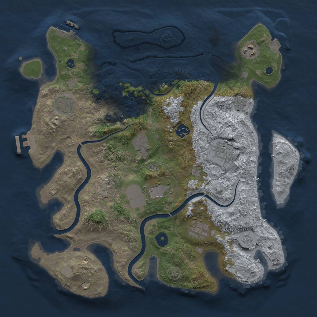 Rust Map: Procedural Map, Size: 3600, Seed: 1325693273, 14 Monuments