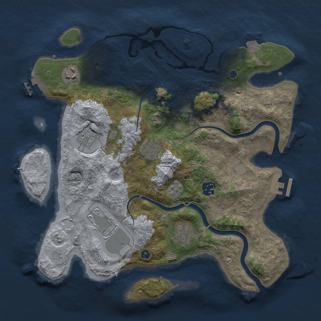 Rust Map: Procedural Map, Size: 3500, Seed: 184395741, 13 Monuments