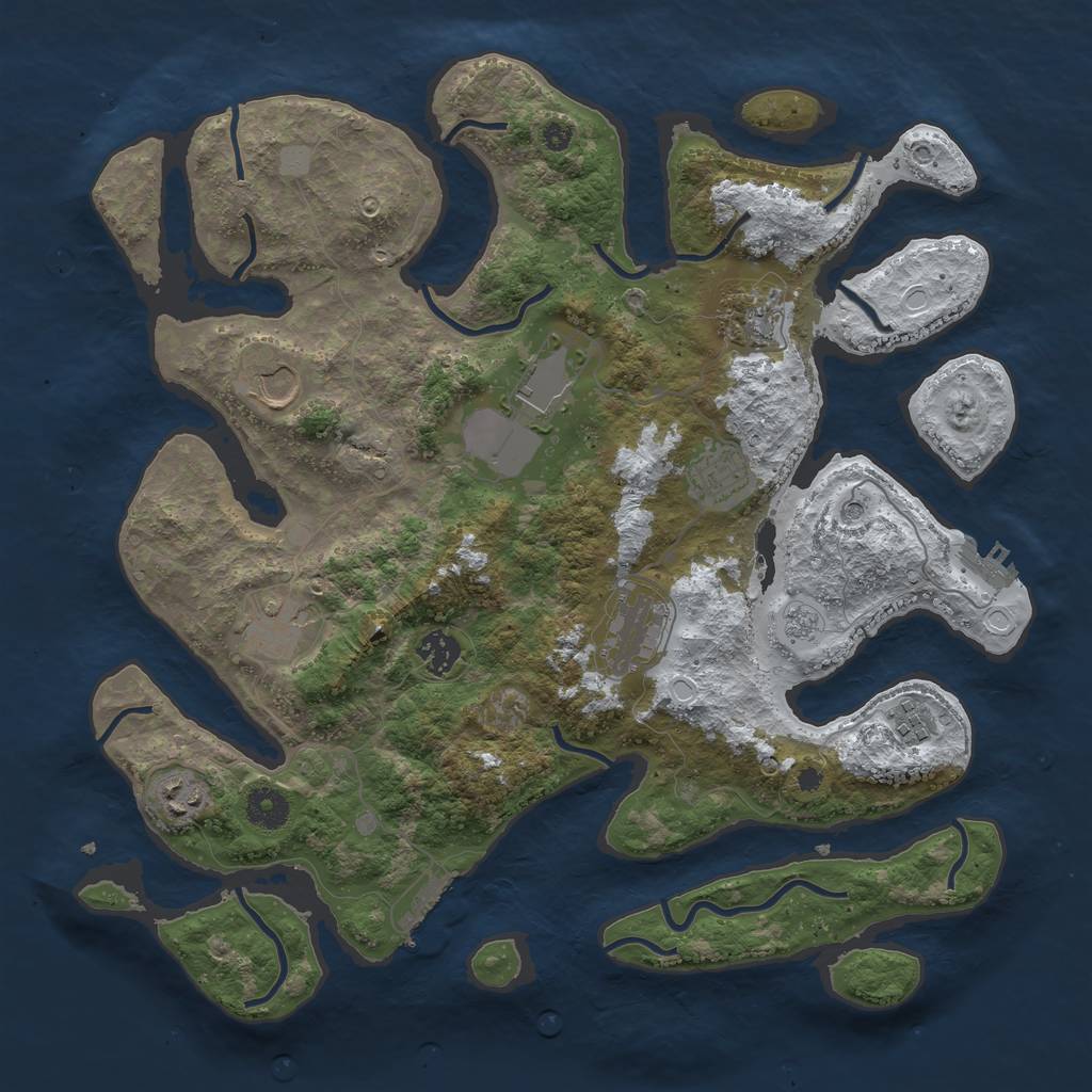 Rust Map: Procedural Map, Size: 3850, Seed: 1671907271, 18 Monuments