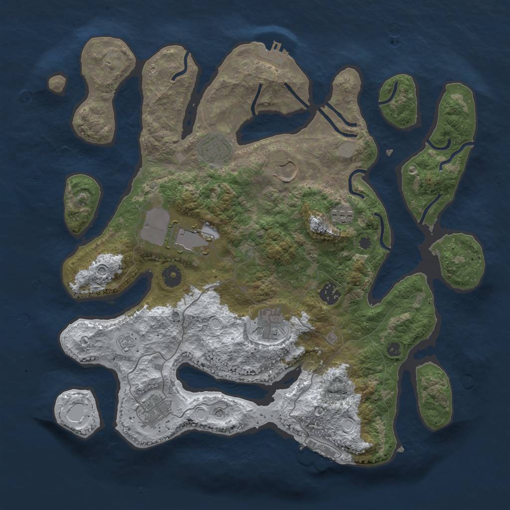 Rust Map: Procedural Map, Size: 3700, Seed: 129348854, 16 Monuments