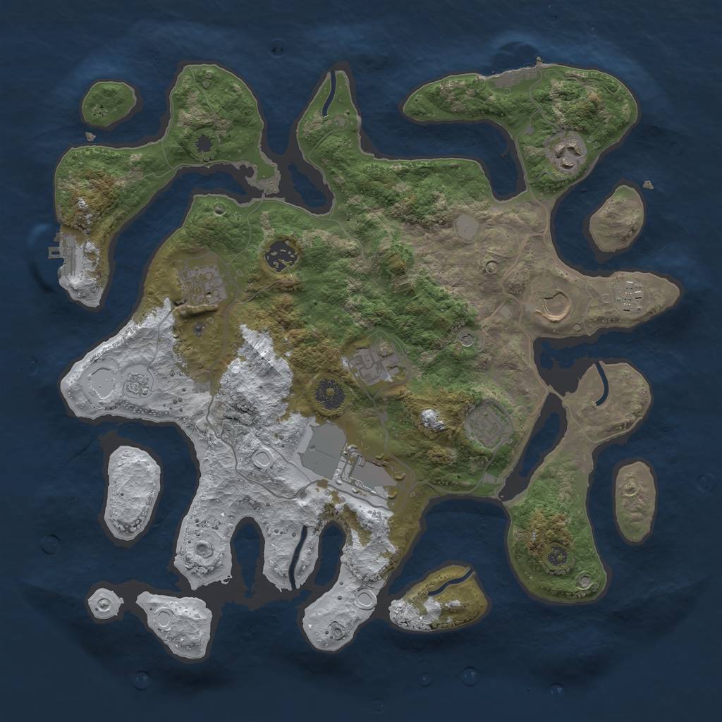 Rust Map: Procedural Map, Size: 3650, Seed: 91415506, 17 Monuments