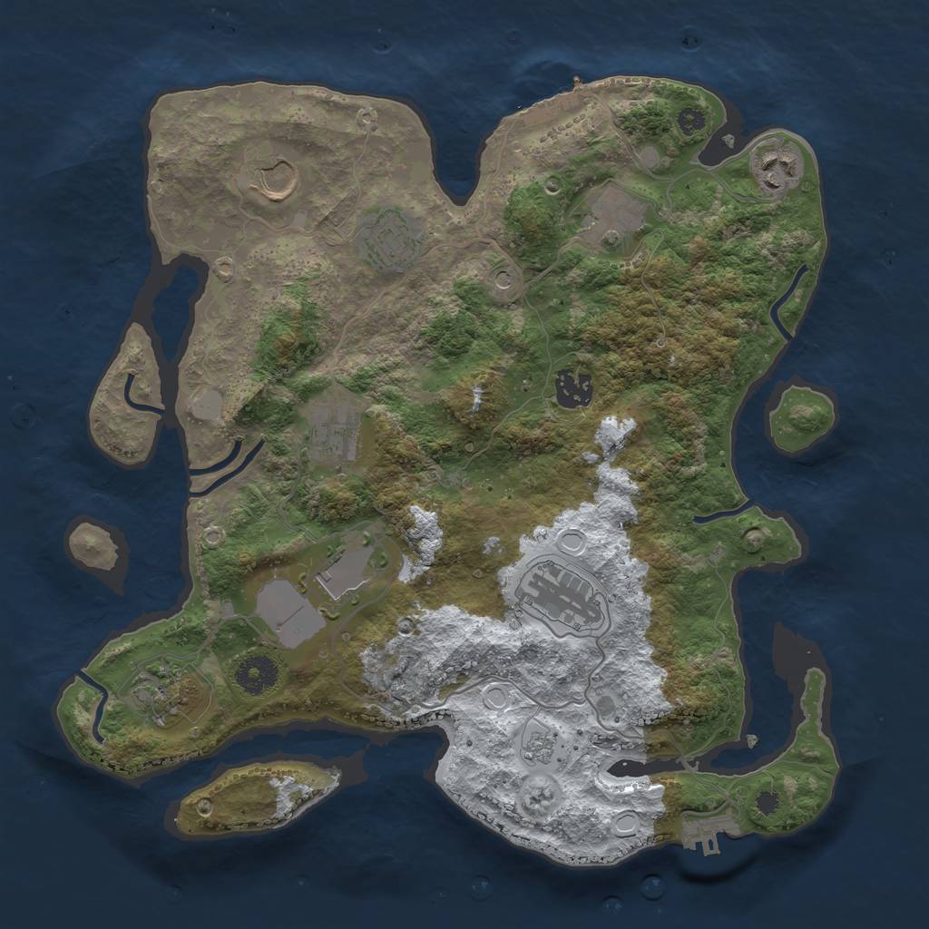 Rust Map: Procedural Map, Size: 3500, Seed: 5958461, 18 Monuments