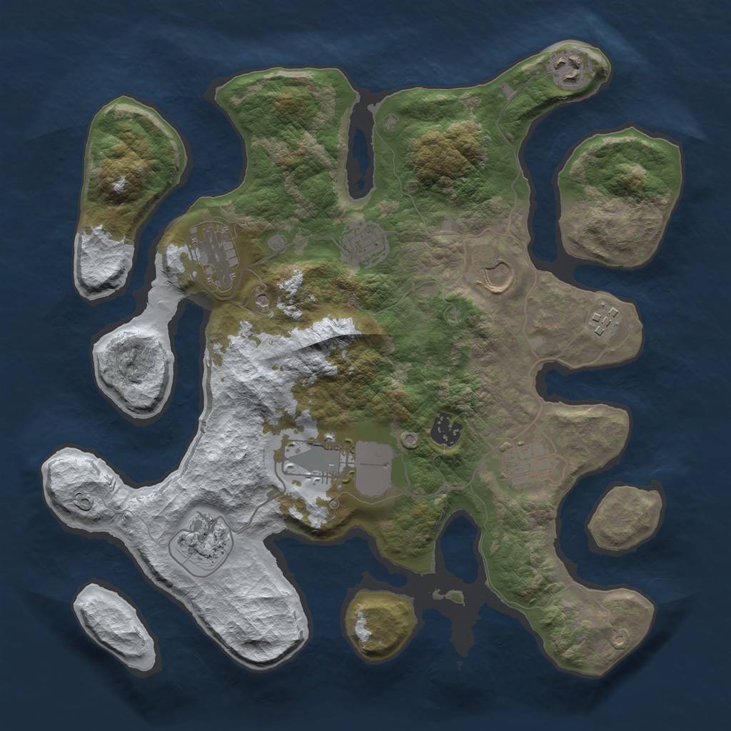 Rust Map: Barren, Size: 3500, Seed: 1572, 12 Monuments