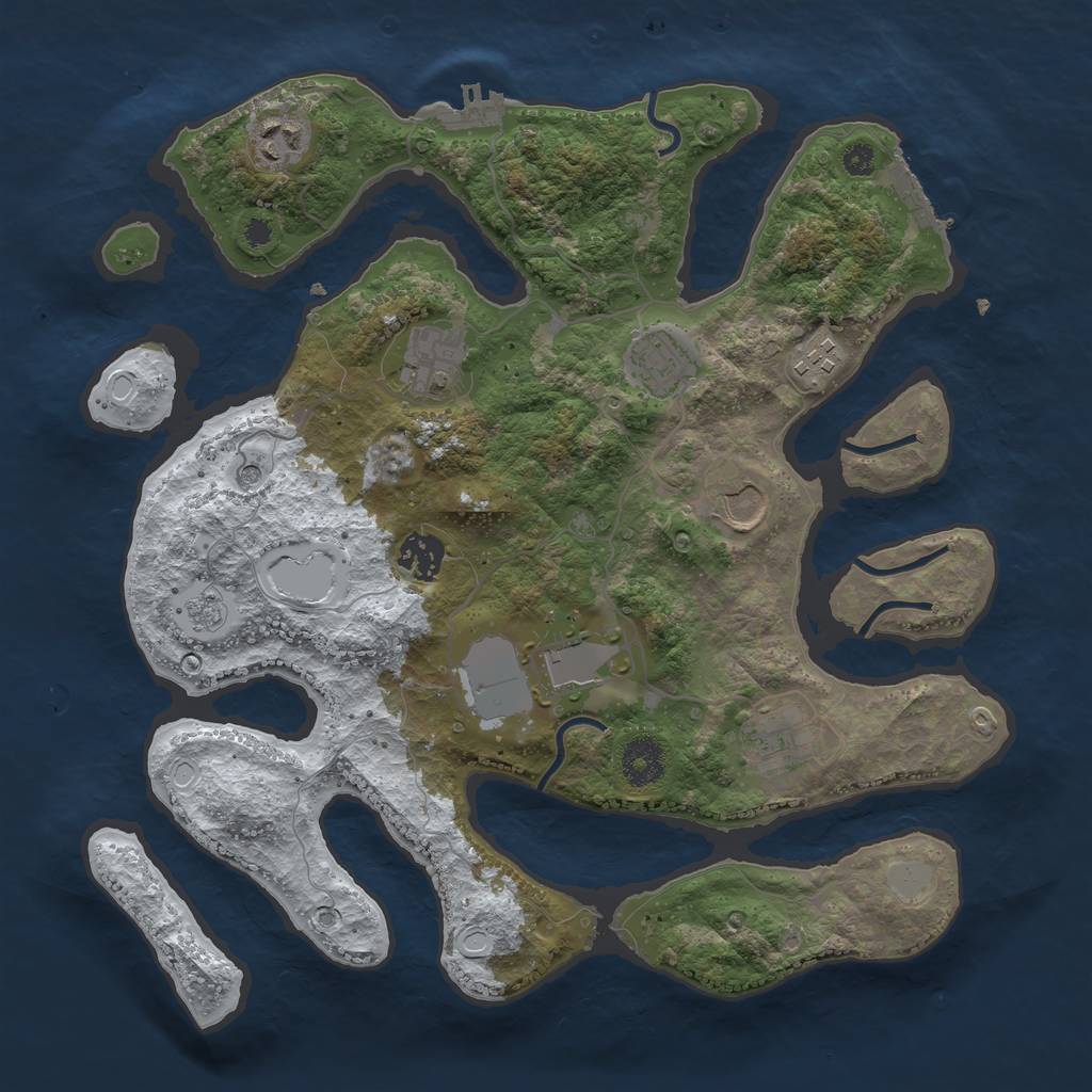 Rust Map: Procedural Map, Size: 3500, Seed: 845702035, 17 Monuments