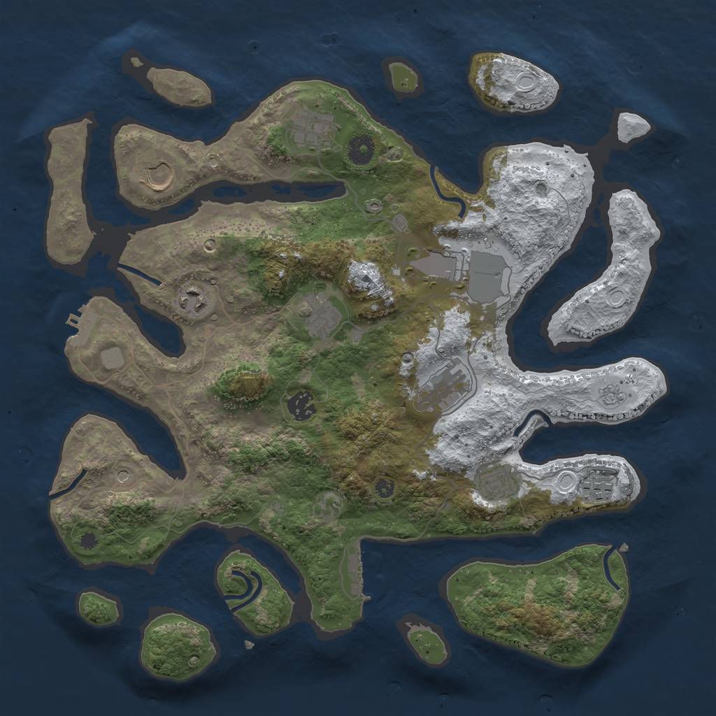 Rust Map: Procedural Map, Size: 3750, Seed: 99402655, 18 Monuments
