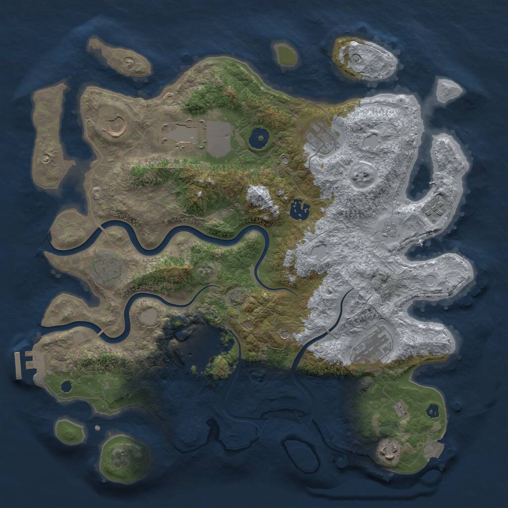 Rust Map: Procedural Map, Size: 3750, Seed: 99402655, 14 Monuments