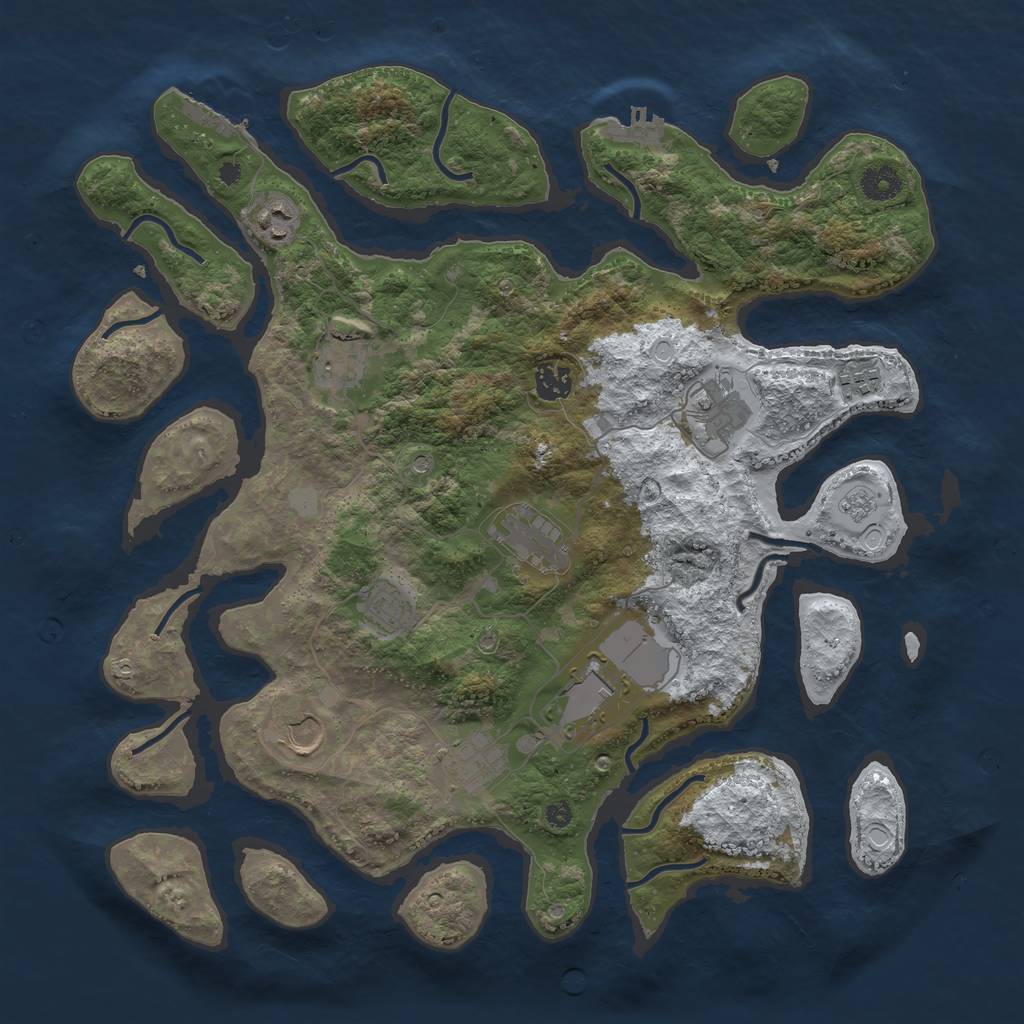 Rust Map: Procedural Map, Size: 3980, Seed: 992393, 19 Monuments