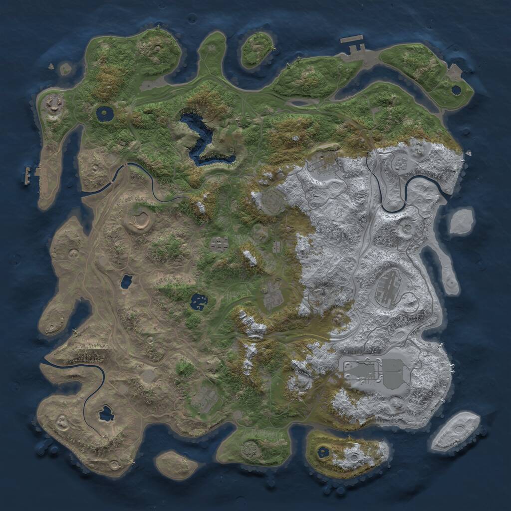 Rust Map: Procedural Map, Size: 4500, Seed: 1980438460, 17 Monuments