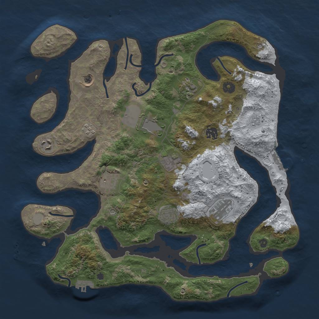 Rust Map: Procedural Map, Size: 3850, Seed: 1844411030, 19 Monuments