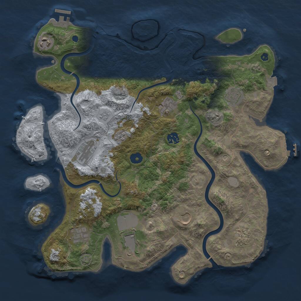 Rust Map: Procedural Map, Size: 3800, Seed: 418067632, 16 Monuments