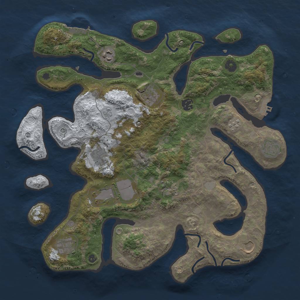 Rust Map: Procedural Map, Size: 3800, Seed: 418067632, 19 Monuments
