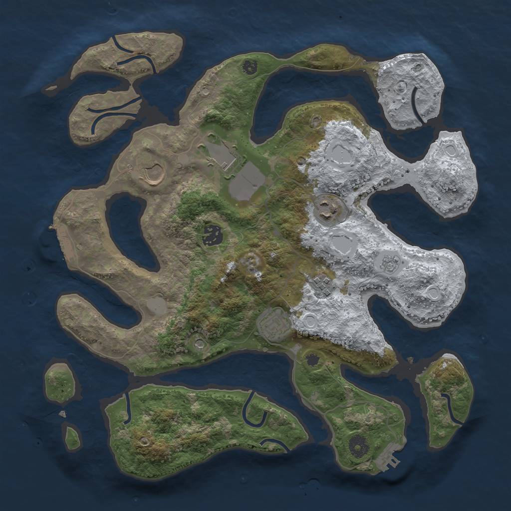 Rust Map: Procedural Map, Size: 3550, Seed: 372755, 15 Monuments