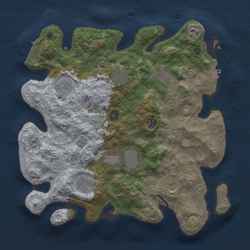 Rust Map: Procedural Map, Size: 3600, Seed: 1639034783, 17 Monuments