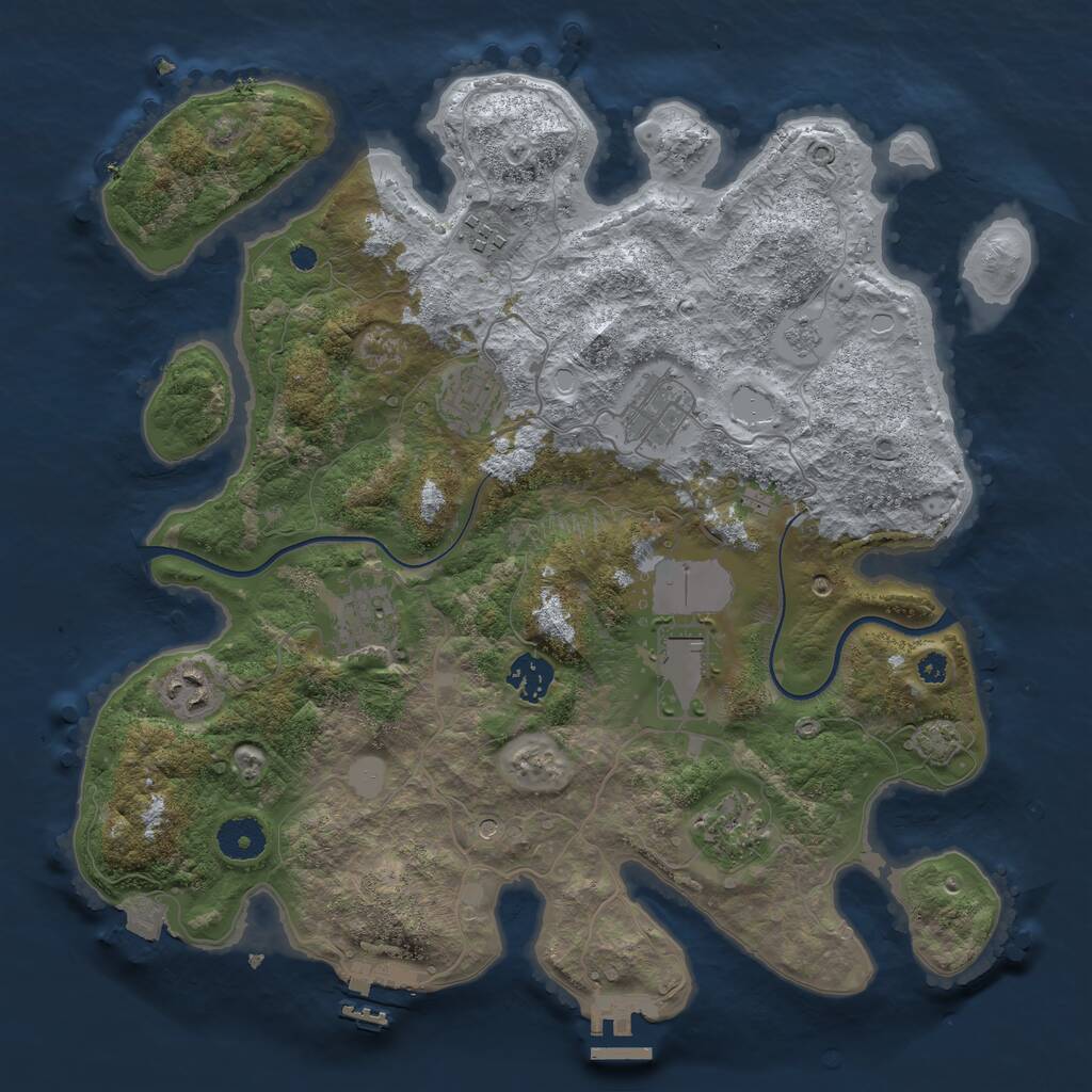 Rust Map: Procedural Map, Size: 3600, Seed: 223780465, 14 Monuments