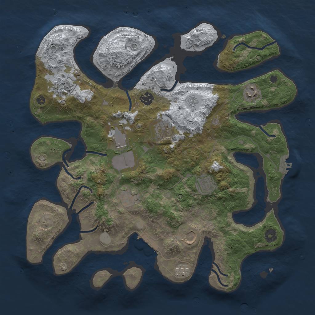 Rust Map: Procedural Map, Size: 3650, Seed: 1449652804, 18 Monuments