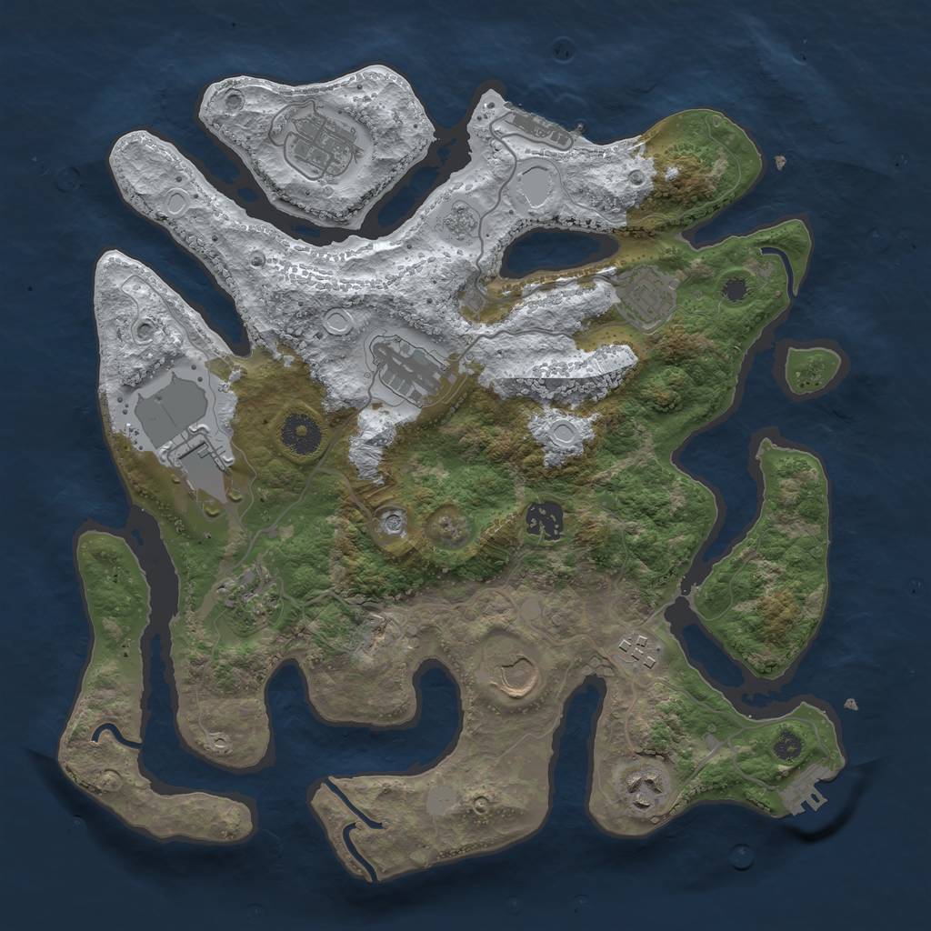 Rust Map: Procedural Map, Size: 3500, Seed: 245755612, 18 Monuments