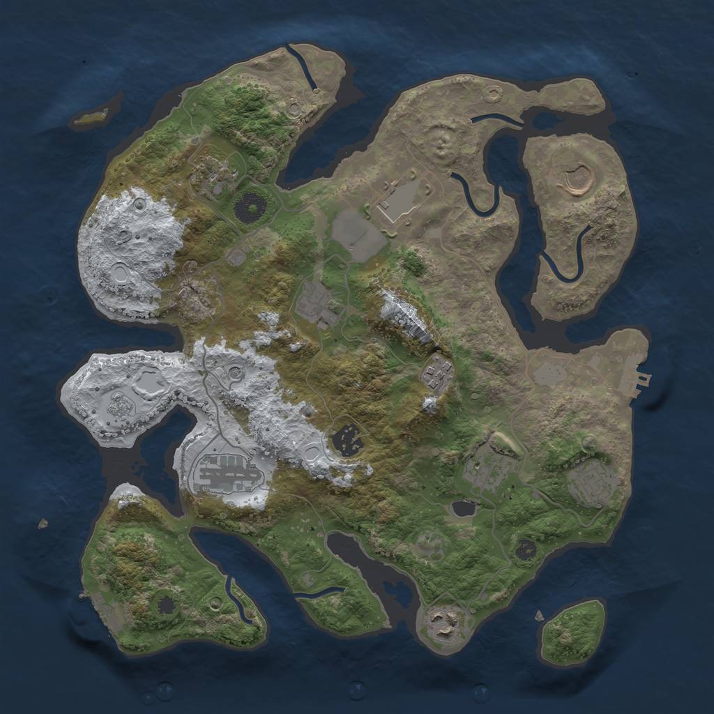 Rust Map: Procedural Map, Size: 3500, Seed: 1334646218, 19 Monuments